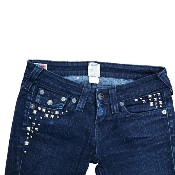 TRUE Religion Jeans Size 26 BILLY Blue Gem Stone - Picture 2 of 8